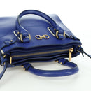 Salvatore Ferragamo Gancini Sofia Handtas Leer 2-weg Blauw Goud Auth ARZ486A-14