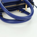 Salvatore Ferragamo Gancini Sofia Handtas Leer 2-weg Blauw Goud Auth ARZ486A-7