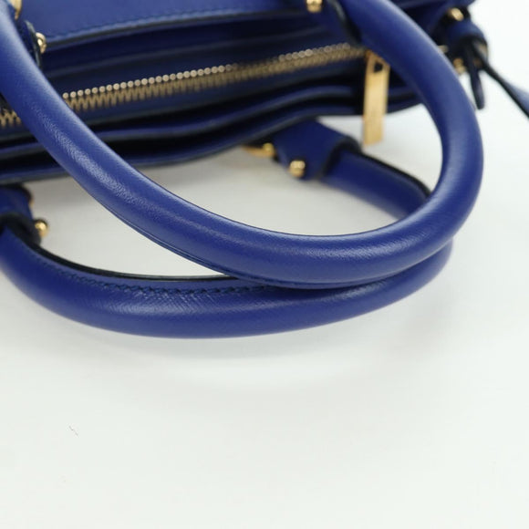 Salvatore Ferragamo Gancini Sofia Handtas Leer 2-weg Blauw Goud Auth ARZ486A
