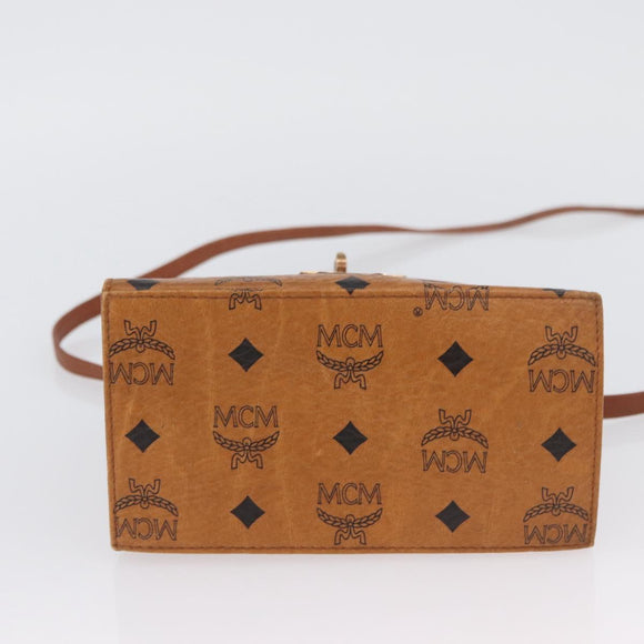 MCM Vicetos Logogram Hand Bag PVC Leather 2way Brown Gold Auth ARZ491