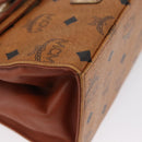 MCM Vicetos Logogram Hand Bag PVC Leather 2way Brown Gold Auth ARZ491-12