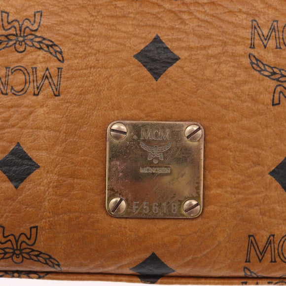 MCM Vicetos Logogram Hand Bag PVC Leather 2way Brown Gold Auth ARZ491