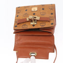 MCM Vicetos Logogram Hand Bag PVC Leather 2way Brown Gold Auth ARZ491-18
