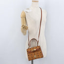 MCM Vicetos Logogram Hand Bag PVC Leather 2way Brown Gold Auth ARZ491-24