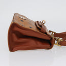 MCM Vicetos Logogram Hand Bag PVC Leather 2way Brown Gold Auth ARZ491-4