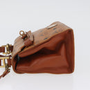 MCM Vicetos Logogram Hand Bag PVC Leather 2way Brown Gold Auth ARZ491-5