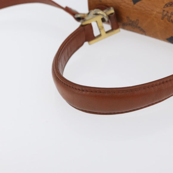 MCM Vicetos Logogram Hand Bag PVC Leather 2way Brown Gold Auth ARZ491
