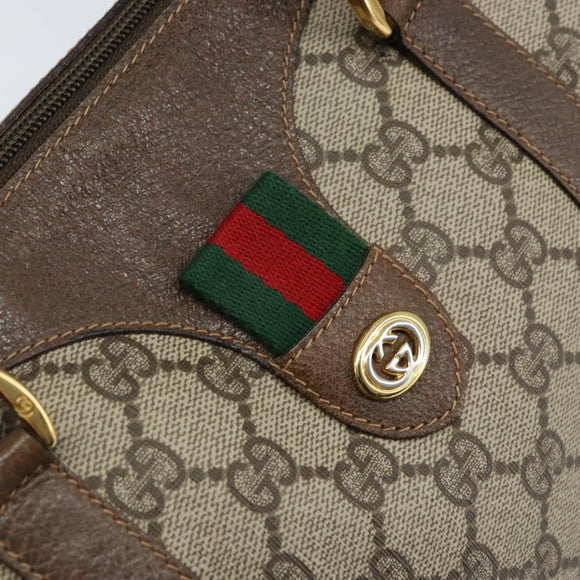 GUCCI GG Supreme Web Sherry Line Boston Bag PVC Beige Gold 40 02 007 Auth ARZ492