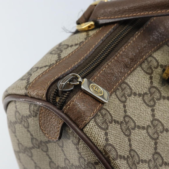 GUCCI GG Supreme Web Sherry Line Boston Bag PVC Beige Gold 40 02 007 Auth ARZ492