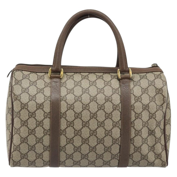 GUCCI GG Supreme Web Sherry Line Boston Bag PVC Beige Gold 40 02 007 Auth ARZ492