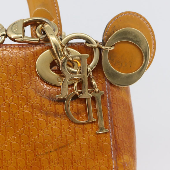 Christian Dior Trotter Canvas Lady Dior Hand Bag 2way Yellow Gold Auth ARZ504