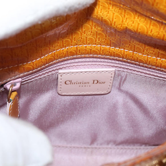 Christian Dior Trotter Canvas Lady Dior Hand Bag 2way Yellow Gold Auth ARZ504
