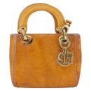 Christian Dior Trotter Canvas Lady Dior Hand Bag 2way Yellow Gold Auth ARZ504-13
