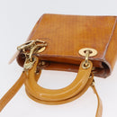 Christian Dior Trotter Canvas Lady Dior Hand Bag 2way Yellow Gold Auth ARZ504-6