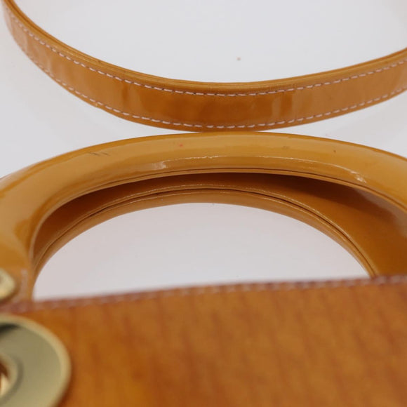 Christian Dior Trotter Canvas Lady Dior Hand Bag 2way Yellow Gold Auth ARZ504