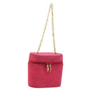 Christian Dior Chain Shoulder Bag Suede Pink Gold Auth ARZ505A-1