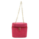 Christian Dior Chain Shoulder Bag Suede Pink Gold Auth ARZ505A-13