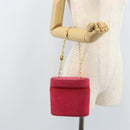 Christian Dior Chain Shoulder Bag Suede Pink Gold Auth ARZ505A-21