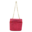 Christian Dior Chain Shoulder Bag Suede Pink Gold Auth ARZ505A-2