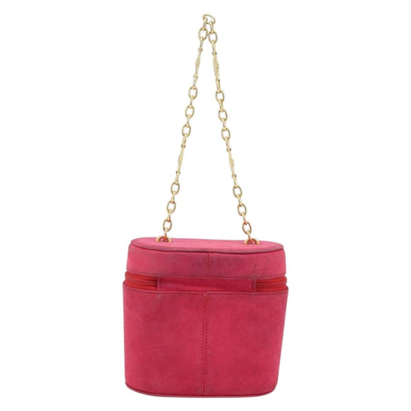 Christian Dior Chain Shoulder Bag Suede Pink Gold Auth ARZ505A