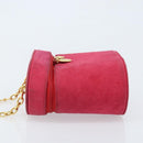 Christian Dior Chain Shoulder Bag Suede Pink Gold Auth ARZ505A-4