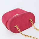 Christian Dior Chain Shoulder Bag Suede Pink Gold Auth ARZ505A-6