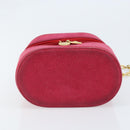 Christian Dior Chain Shoulder Bag Suede Pink Gold Auth ARZ505A-5