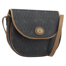 Christian Dior Honeycomb Canvas Shoulder Bag PVC Black Gold Auth ARZ506-1