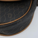 Christian Dior Honeycomb Canvas Shoulder Bag PVC Black Gold Auth ARZ506-10