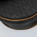 Christian Dior Honeycomb Canvas Shoulder Bag PVC Black Gold Auth ARZ506-11