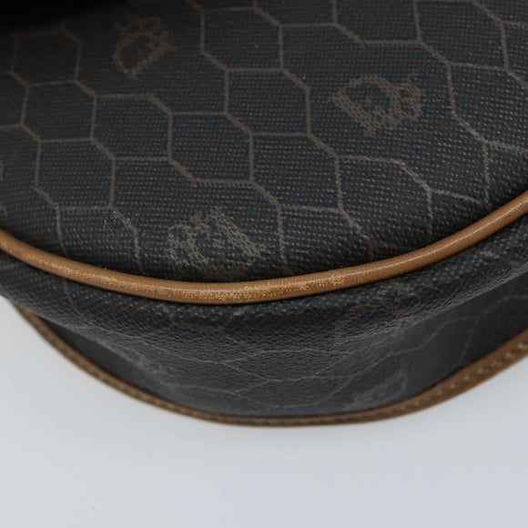 Christian Dior Honeycomb Canvas Shoulder Bag PVC Black Gold Auth ARZ506