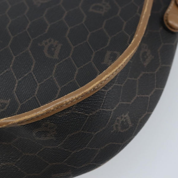 Christian Dior Honeycomb Canvas Shoulder Bag PVC Black Gold Auth ARZ506
