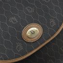 Christian Dior Honeycomb Canvas Shoulder Bag PVC Black Gold Auth ARZ506-14
