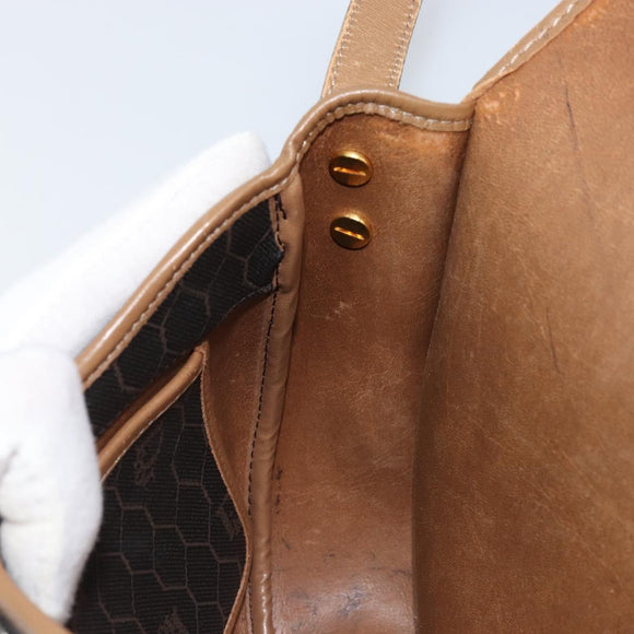 Christian Dior Honeycomb Canvas Shoulder Bag PVC Black Gold Auth ARZ506