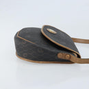 Christian Dior Honeycomb Canvas Shoulder Bag PVC Black Gold Auth ARZ506-4