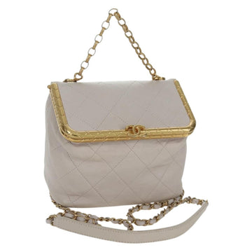 CHANEL Chain Matelasse Shoulder Bag Lamb Skin 2way Pink Gold CC Auth ARZ510V