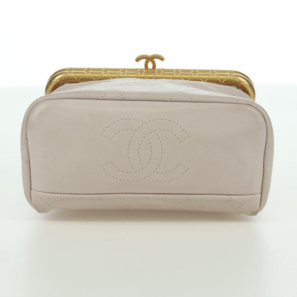 CHANEL Chain Matelasse Shoulder Bag Lamb Skin 2way Pink Gold CC Auth ARZ510V