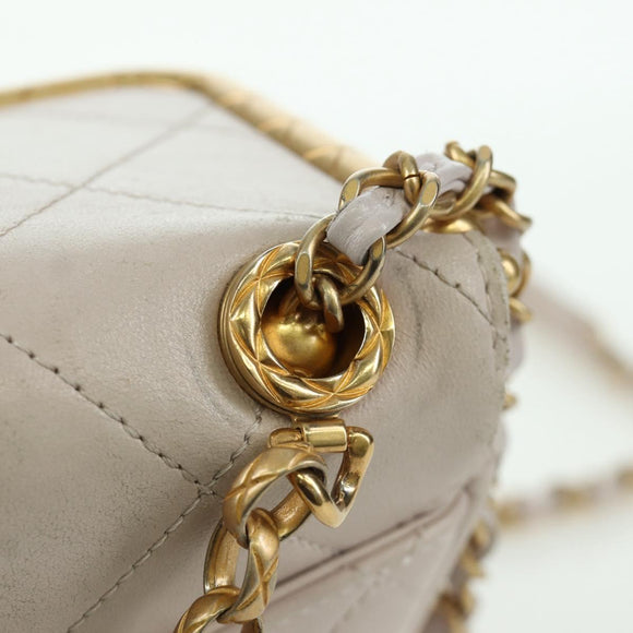 CHANEL Chain Matelasse Shoulder Bag Lamb Skin 2way Pink Gold CC Auth ARZ510V