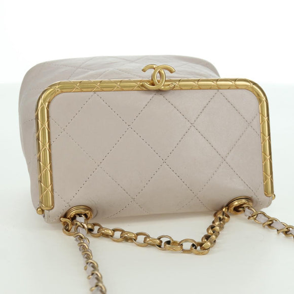 CHANEL Chain Matelasse Shoulder Bag Lamb Skin 2way Pink Gold CC Auth ARZ510V