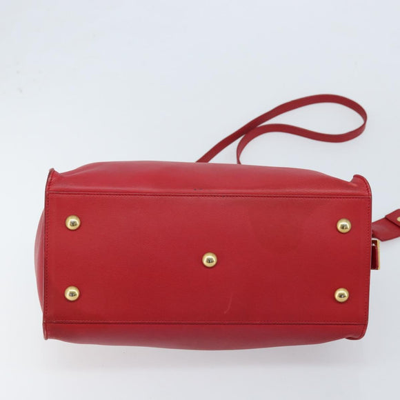 SAINT LAURENT Y Line Petit Kabas Bag Leather Red Gold 311210 Auth ARZ512A