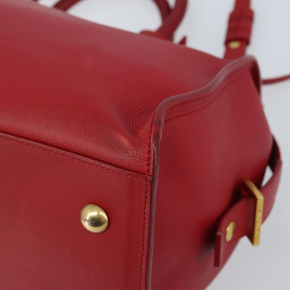 SAINT LAURENT Y Line Petit Kabas Bag Leather Red Gold 311210 Auth ARZ512A