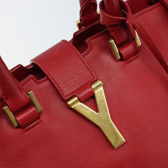 SAINT LAURENT Y Line Petit Kabas Bag Leather Red Gold 311210 Auth ARZ512A