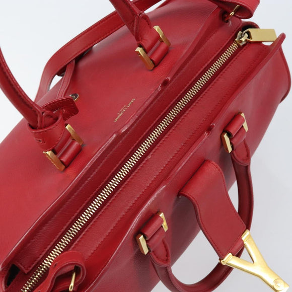 SAINT LAURENT Y Line Petit Kabas Bag Leather Red Gold 311210 Auth ARZ512A
