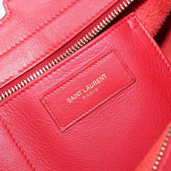 SAINT LAURENT Y Line Petit Kabas Bag Leather Red Gold 311210 Auth ARZ512A