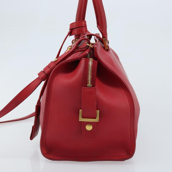 SAINT LAURENT Y Line Petit Kabas Bag Leather Red Gold 311210 Auth ARZ512A