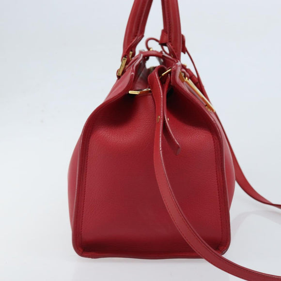 SAINT LAURENT Y Line Petit Kabas Bag Leather Red Gold 311210 Auth ARZ512A