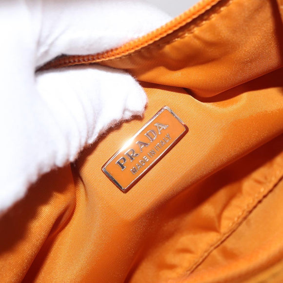 PRADA Hand Bag Nylon Orange Gold Auth ARZ521V