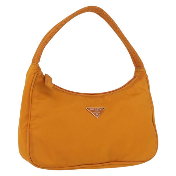 PRADA Hand Bag Nylon Orange Gold Auth ARZ521V