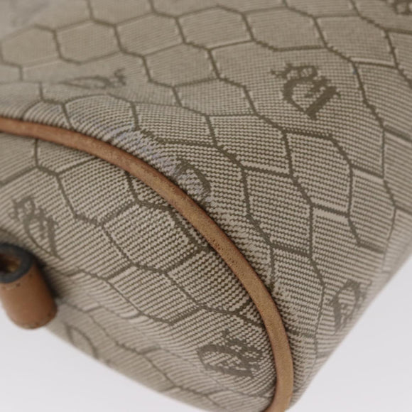 Christian Dior Honeycomb Canvas Shoulder Bag PVC Beige Gold Auth ARZ525
