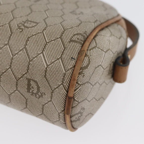 Christian Dior Honeycomb Canvas Shoulder Bag PVC Beige Gold Auth ARZ525